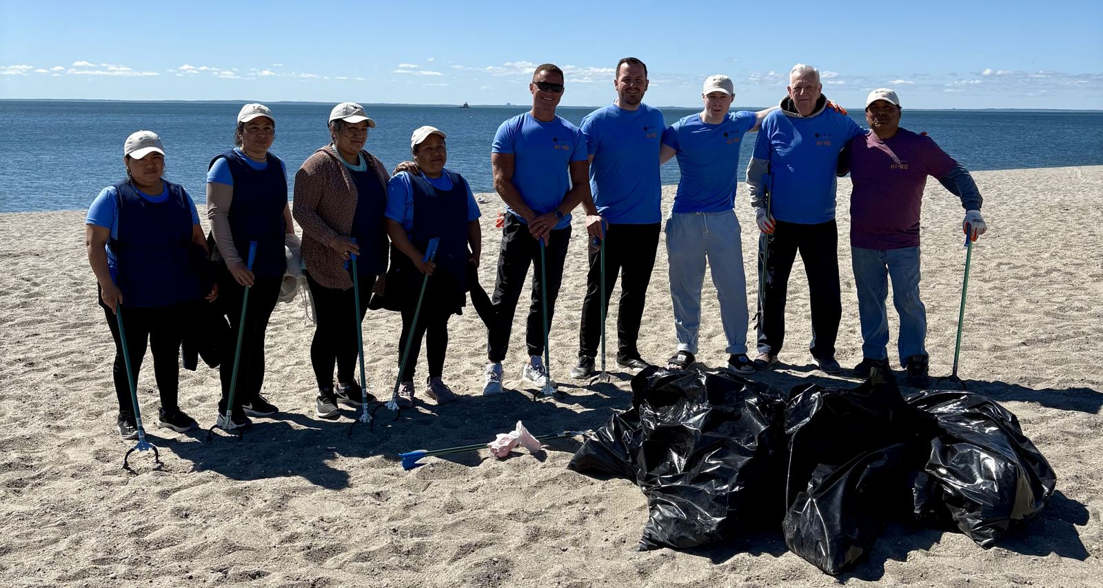 The team after a beach cleanup